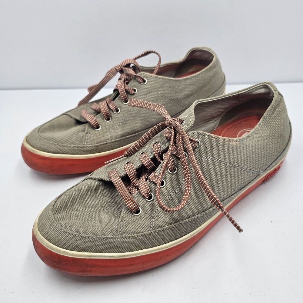 FitFlop Womens Canvas Lace Up Sneakers Size 11 Gray Beige Orange Sole Comfort